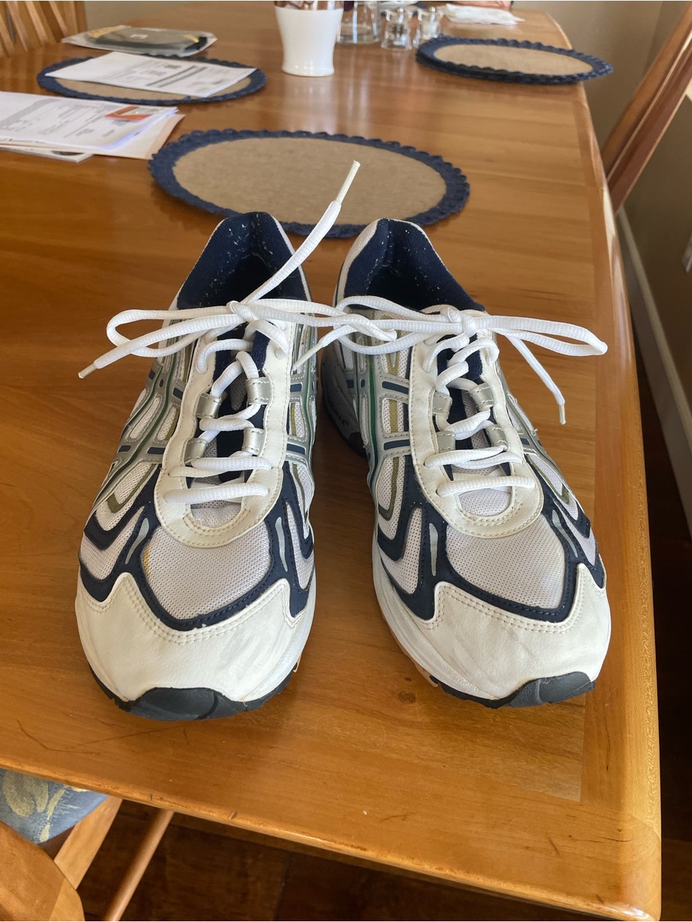 Asics Men's White/Liquid Silver/Pale Gold/ Navy Sneaker